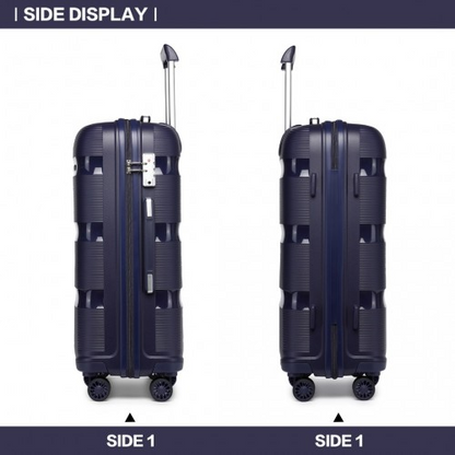 Kono 24 Inch Bright Hard Shell PP Suitcase - Classic Collection - Navy