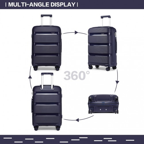 Kono 24 Inch Bright Hard Shell PP Suitcase - Classic Collection - Navy