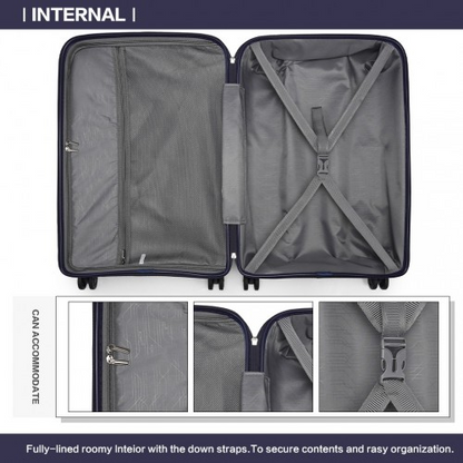 Kono 24 Inch Bright Hard Shell PP Suitcase - Classic Collection - Navy