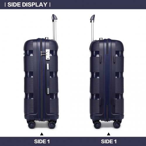 Kono 20 Inch Bright Hard Shell PP Carry-On Suitcase in Cabin Size - Navy