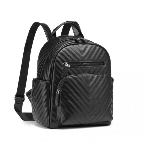 Miss Lulu Water-resistant Chic PU Leather Backpack - Stylish and Functional Black Backpack for Every Occasion
