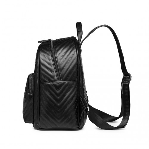 Miss Lulu Water-resistant Chic PU Leather Backpack - Stylish and Functional Black Backpack for Every Occasion
