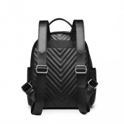 Miss Lulu Water-resistant Chic PU Leather Backpack - Stylish and Functional Black Backpack for Every Occasion