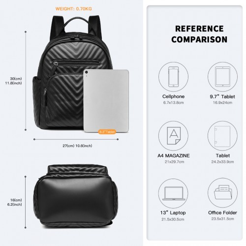 Miss Lulu Water-resistant Chic PU Leather Backpack - Stylish and Functional Black Backpack for Every Occasion