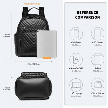 Miss Lulu Water-resistant Chic PU Leather Backpack - Stylish and Functional Black Backpack for Every Occasion