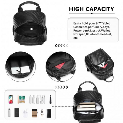 Miss Lulu Water-resistant Chic PU Leather Backpack - Stylish and Functional Black Backpack for Every Occasion