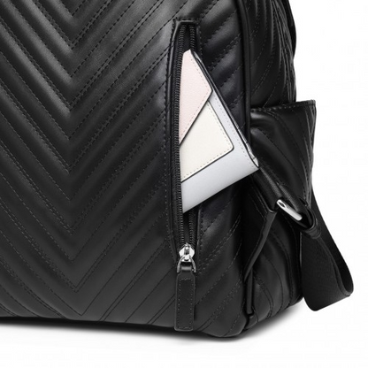 Miss Lulu Water-resistant Chic PU Leather Backpack - Stylish and Functional Black Backpack for Every Occasion
