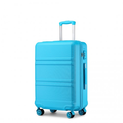 Kono ABS 24 Inch Sculpted Horizontal Design Suitcase - Blue | Stylish & Durable Travel Luggage