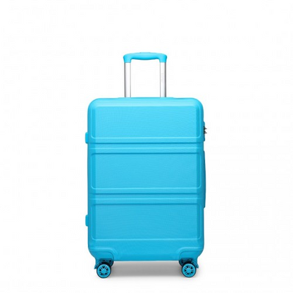 Kono ABS 24 Inch Sculpted Horizontal Design Suitcase - Blue | Stylish & Durable Travel Luggage