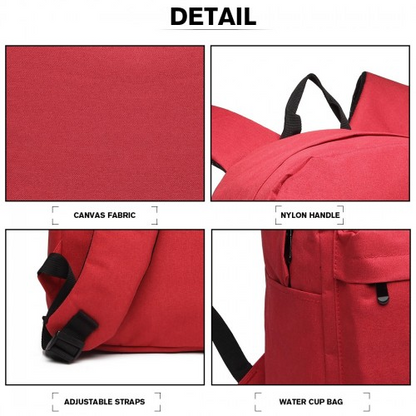 Kono Durable Polyester Everyday Backpack With Sleek Design - Red | Perfect for Daily Use