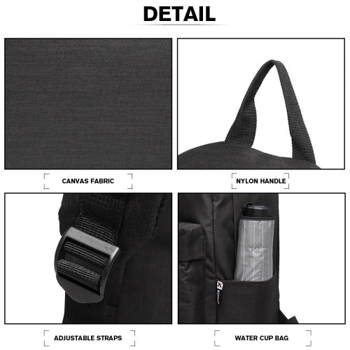 Kono Durable Polyester Everyday Backpack - Sleek Design, Black