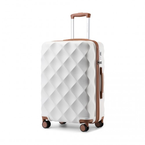 British Traveller 24" Ultralight ABS & Polycarbonate Diamond Suitcase with TSA Lock - Cream