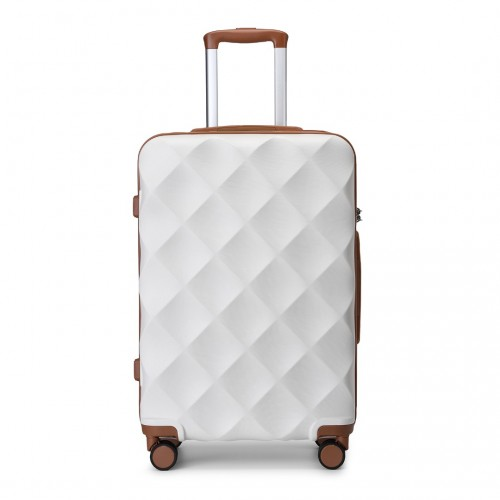 British Traveller 24" Ultralight ABS & Polycarbonate Diamond Suitcase with TSA Lock - Cream
