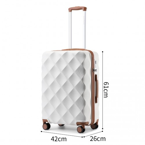 British Traveller 24" Ultralight ABS & Polycarbonate Diamond Suitcase with TSA Lock - Cream