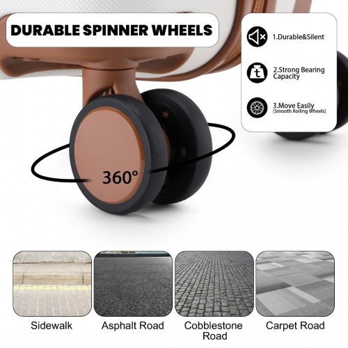 British Traveller 24" Ultralight ABS & Polycarbonate Diamond Suitcase with TSA Lock - Cream