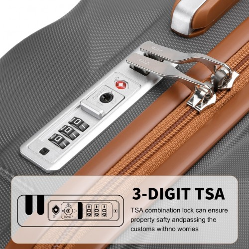 British Traveller 24" Ultralight Suitcase with TSA Lock - Grey and Brown