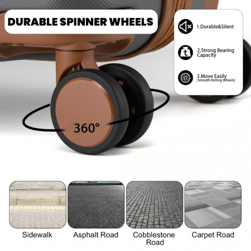 British Traveller 24" Ultralight Suitcase with TSA Lock - Grey and Brown