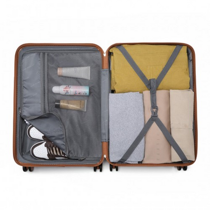 British Traveller 24" Ultralight Suitcase with TSA Lock - Grey and Brown