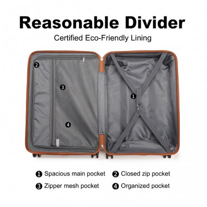 British Traveller 24 Inch Ultralight ABS & Polycarbonate Bumpy Diamond Suitcase with TSA Lock - Navy & Brown