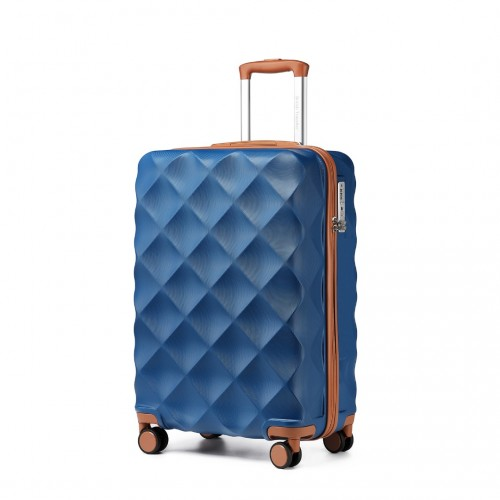 British Traveller 20 Inch Ultralight ABS & Polycarbonate Suitcase with TSA Lock - Navy & Brown