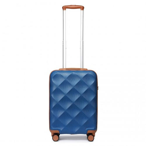 British Traveller 20 Inch Ultralight ABS & Polycarbonate Suitcase with TSA Lock - Navy & Brown