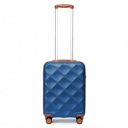 British Traveller 20 Inch Ultralight ABS & Polycarbonate Suitcase with TSA Lock - Navy & Brown