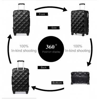 K2395L - British Traveller 28 Inch Ultralight ABS And Polycarbonate Bumpy Diamond Suitcase With TSA Lock - Black