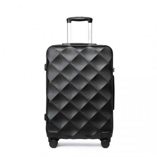 British Traveller 24" Ultralight Diamond Suitcase with TSA Lock - Black