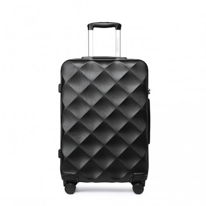 British Traveller 24" Ultralight Diamond Suitcase with TSA Lock - Black