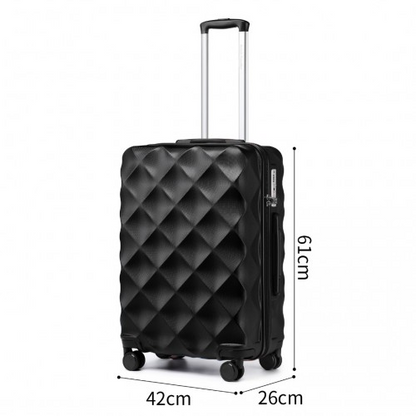 British Traveller 24" Ultralight Diamond Suitcase with TSA Lock - Black