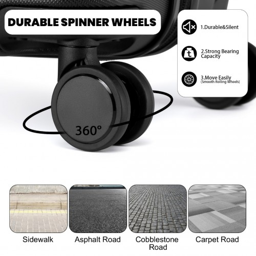 British Traveller 24" Ultralight Diamond Suitcase with TSA Lock - Black