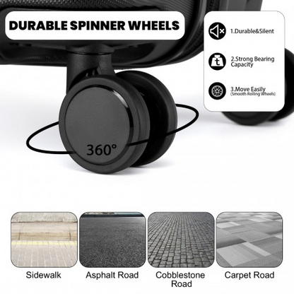 British Traveller 24" Ultralight Diamond Suitcase with TSA Lock - Black