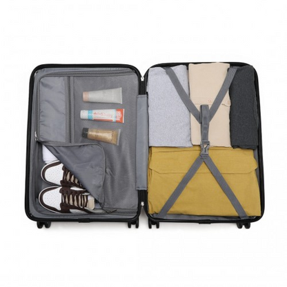 British Traveller 24" Ultralight Diamond Suitcase with TSA Lock - Black