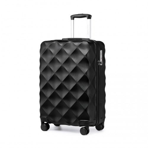 British Traveller 20 Inch Ultralight ABS & Polycarbonate Bumpy Diamond Suitcase with TSA Lock - Black