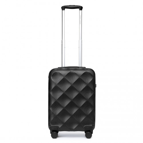 British Traveller 20 Inch Ultralight ABS & Polycarbonate Bumpy Diamond Suitcase with TSA Lock - Black