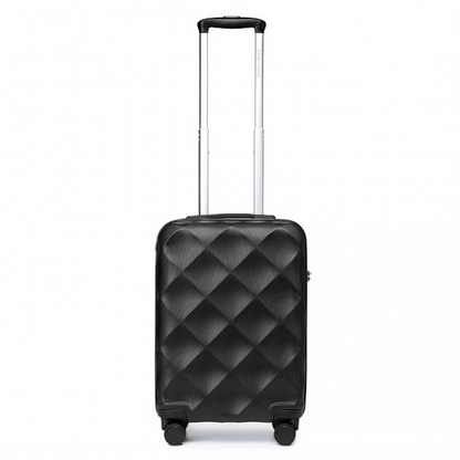 British Traveller 20 Inch Ultralight ABS & Polycarbonate Bumpy Diamond Suitcase with TSA Lock - Black