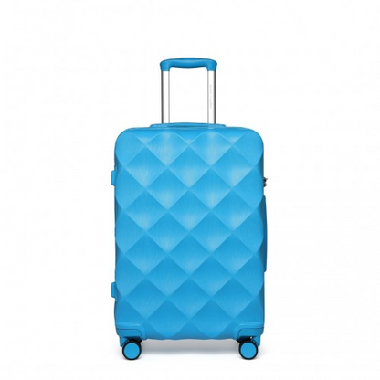 British Traveller 24 Inch Ultralight ABS & Polycarbonate Bumpy Diamond Suitcase w/ TSA Lock - Blue
