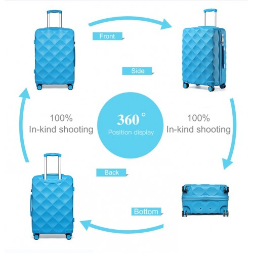 British Traveller 24 Inch Ultralight ABS & Polycarbonate Bumpy Diamond Suitcase w/ TSA Lock - Blue