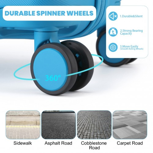 British Traveller 24 Inch Ultralight ABS & Polycarbonate Bumpy Diamond Suitcase w/ TSA Lock - Blue