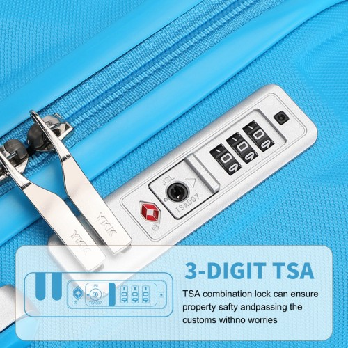 British Traveller 24 Inch Ultralight ABS & Polycarbonate Bumpy Diamond Suitcase w/ TSA Lock - Blue
