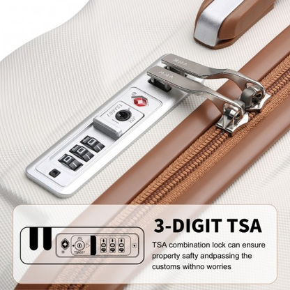 K2395L - British Traveller 28 Inch Ultralight ABS And Polycarbonate Bumpy Diamond Suitcase With TSA Lock - Cream