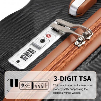 British Traveller 24 Inch Ultralight ABS & Polycarbonate Bumpy Diamond Suitcase with TSA Lock - Black & Brown