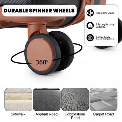 British Traveller 24 Inch Ultralight ABS & Polycarbonate Bumpy Diamond Suitcase with TSA Lock - Black & Brown