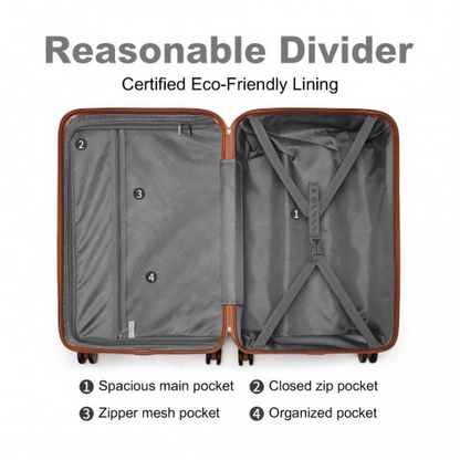 British Traveller 24 Inch Ultralight ABS & Polycarbonate Bumpy Diamond Suitcase with TSA Lock - Black & Brown