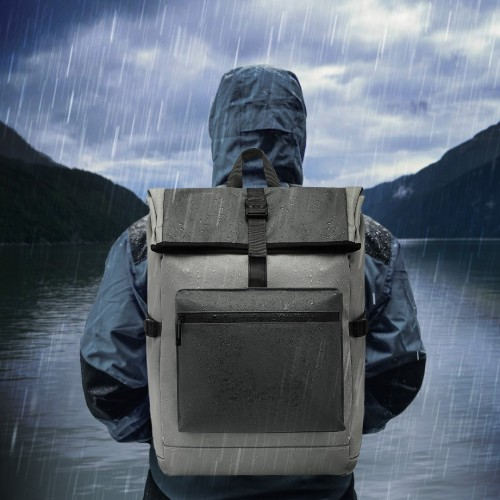 Kono Durable PVC Coated Water-resistant Stylish Backpack - Grey | 15.6 Inch Laptop Compartment