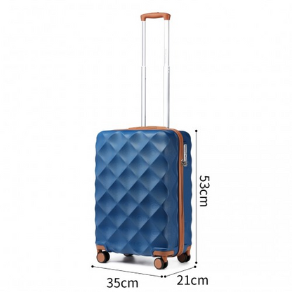 British Traveller 20 Inch Ultralight ABS & Polycarbonate Suitcase with TSA Lock - Navy & Brown