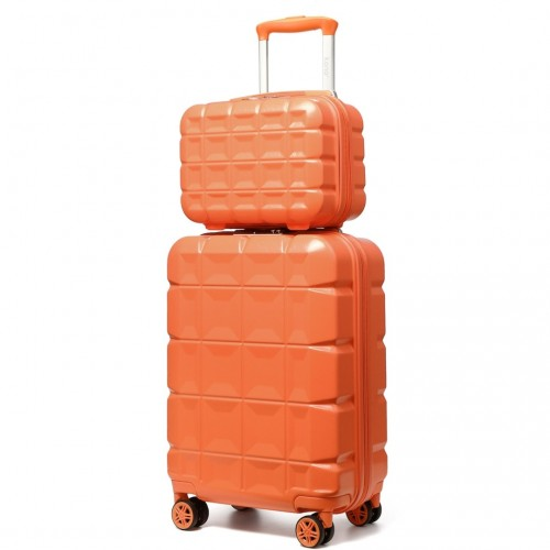 Kono 13/20 Inch Lightweight Hard Shell ABS Cabin Suitcase with TSA Lock & Vanity Case - Orange