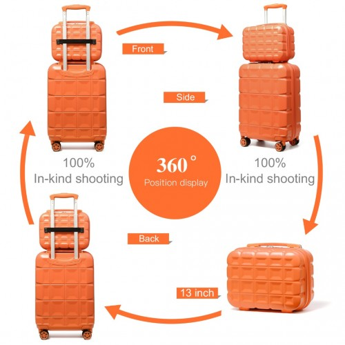 Kono 13/20 Inch Lightweight Hard Shell ABS Cabin Suitcase with TSA Lock & Vanity Case - Orange