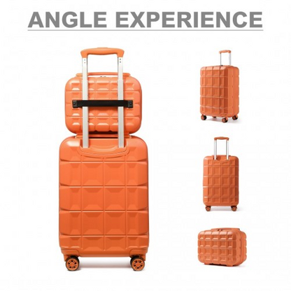 Kono 13/20 Inch Lightweight Hard Shell ABS Cabin Suitcase with TSA Lock & Vanity Case - Orange