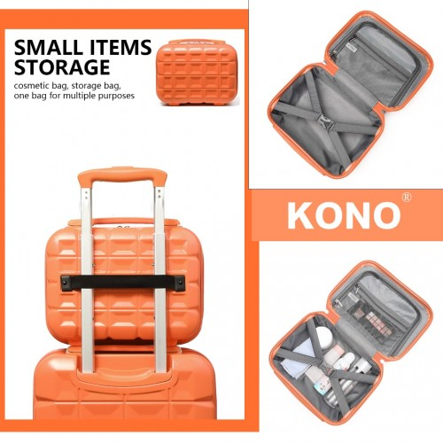 Kono 13/20 Inch Lightweight Hard Shell ABS Cabin Suitcase with TSA Lock & Vanity Case - Orange